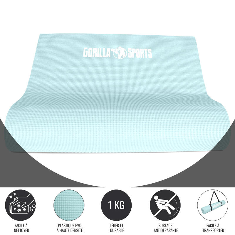 Saltea pentru Yoga PVC Albastru deschis 180 x 60 x 0.5cm