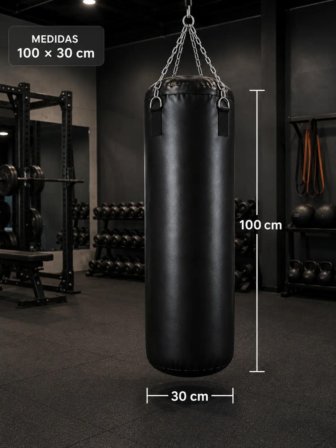 Saco de Boxeo 30 kg 100x30 cm Profesional Negro 3/3