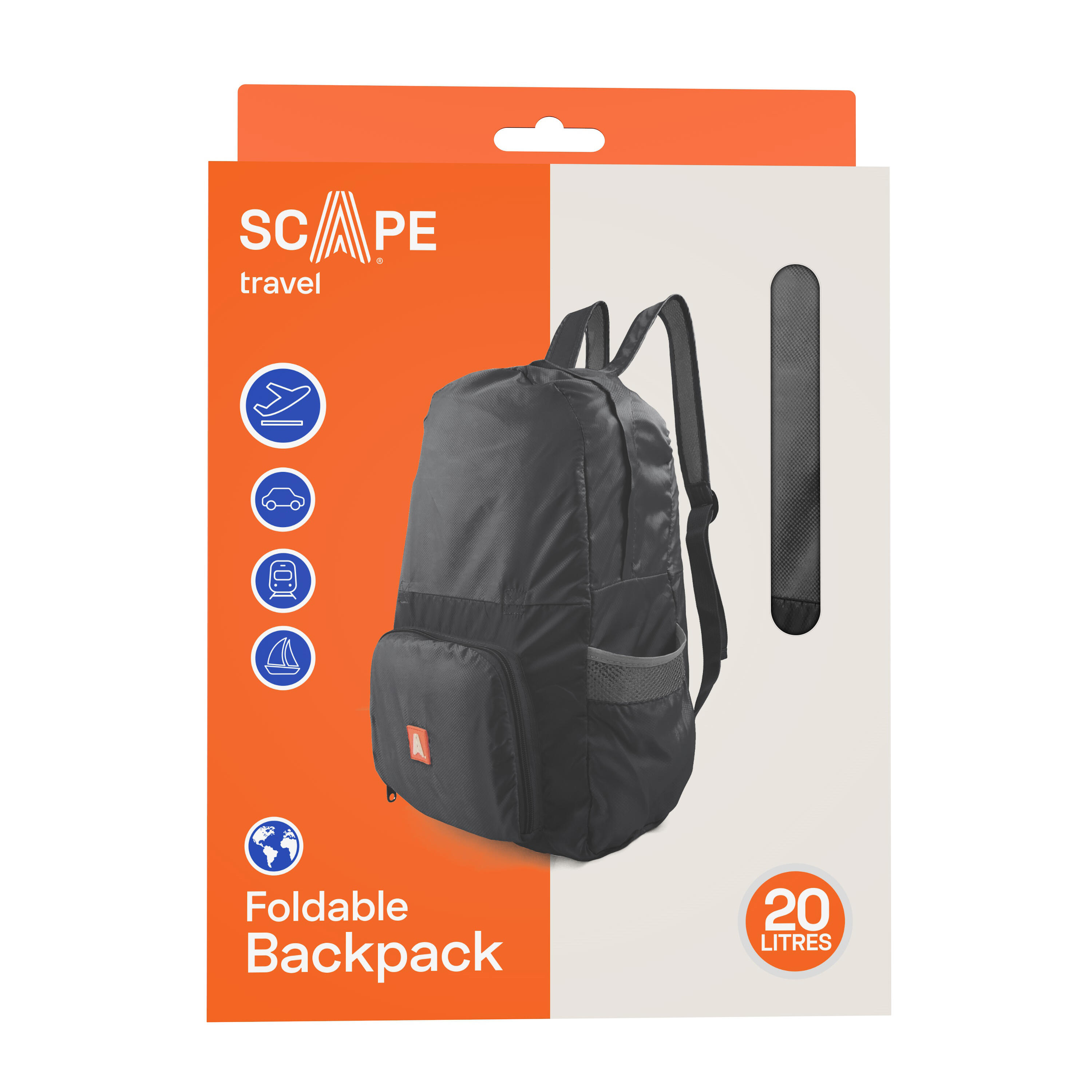 Scape Travel Mochila dobrável 20 L preta. 5/5