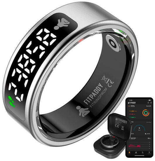 FitRing Pro Ring mit Display Vibration Schlaftracking Pulsmesser Blutsauerstoff