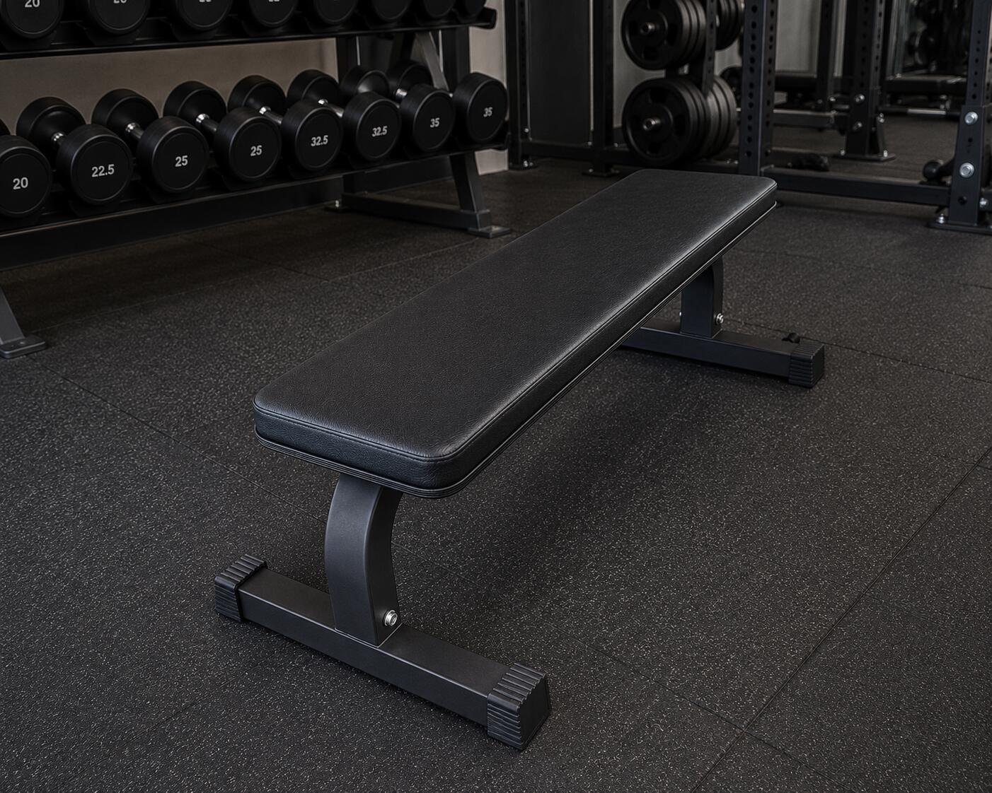 Banco Plano Musculación Profesional Alta Carga 350 kg Gimnasio Fitness Negro 3/3