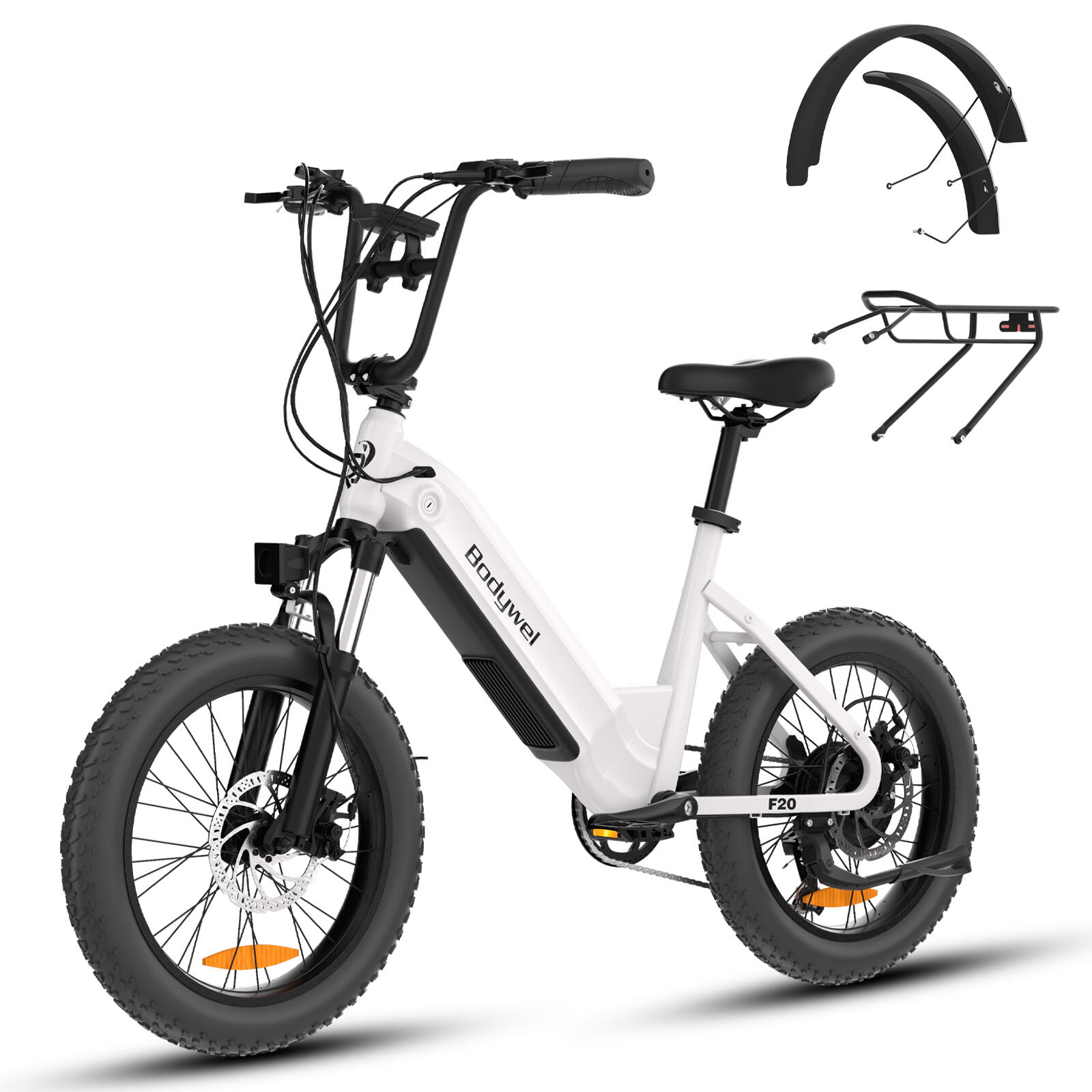 F20 rower elektryczny dla dorosłych, akumulator 48V15Ah, opony typu fat tire 20“ 7/13