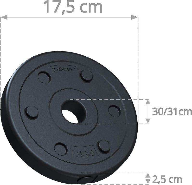 Set de placi de greutati 5 KG (4x1.25 KG) 30 si 31mm umplute cu ciment 4/6