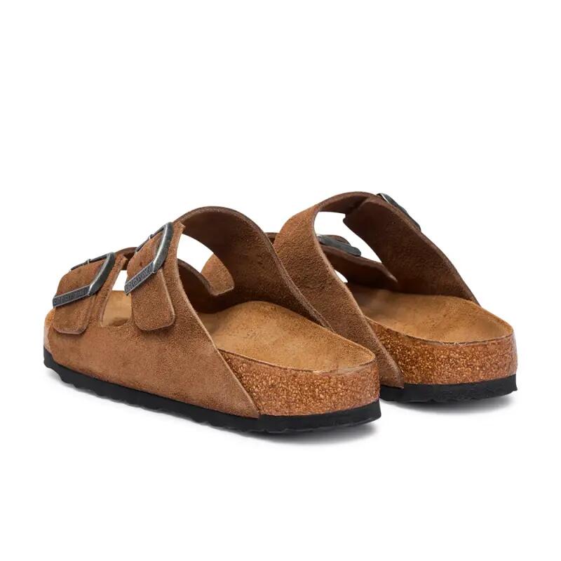 Sandales Plates Femme Birkenstock Arizona Marron 3/4