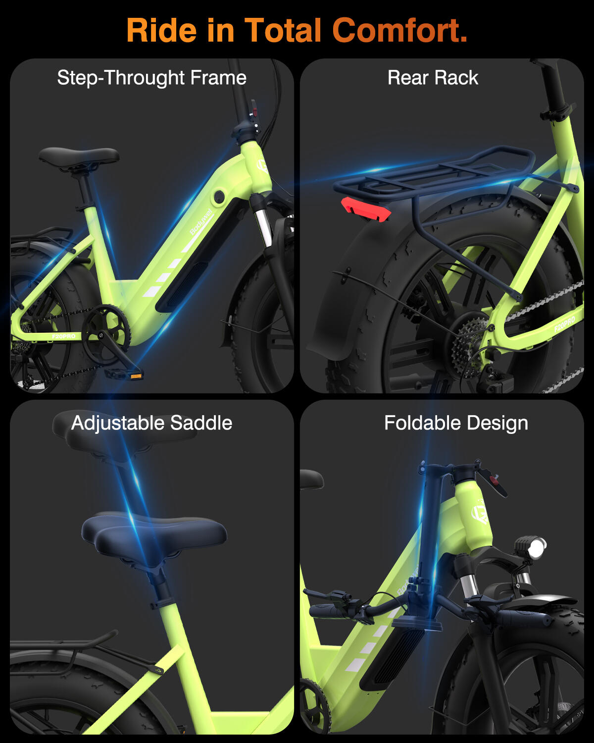 F20PRO vélo électrique adulte, batterie 48V20Ah, pneus 20×4.0". 11/13