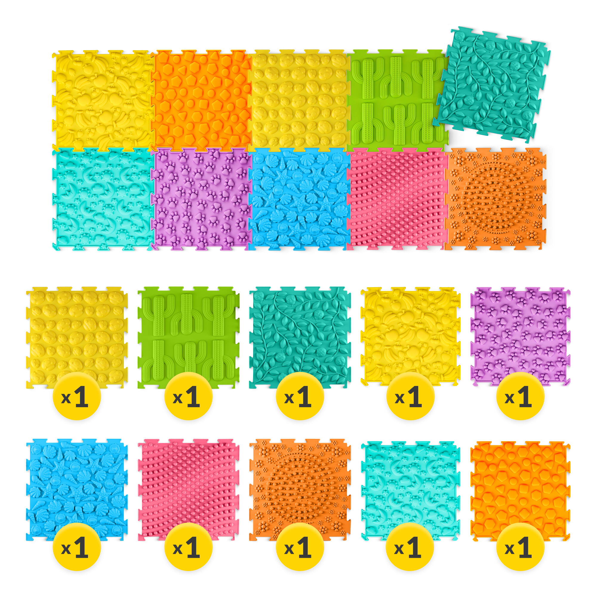 Ortopedyczna mata sensoryczna puzzle dla dzieci 10 szt. - 4FIZJO 7/13