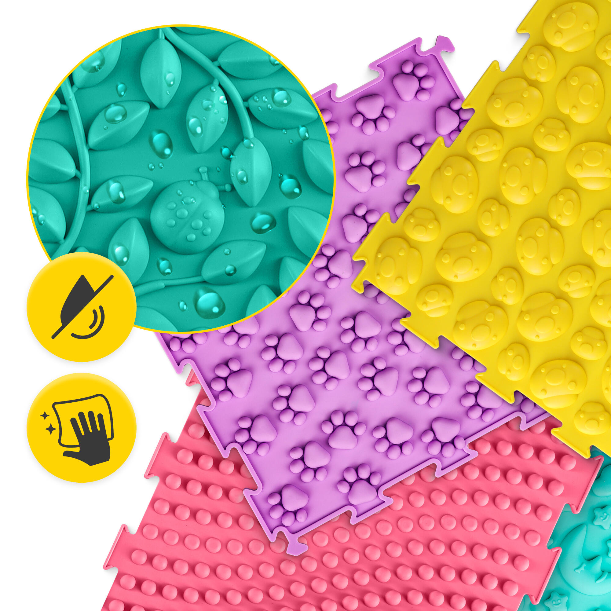 Ortopedyczna mata sensoryczna puzzle dla dzieci 10 szt. - 4FIZJO 5/13