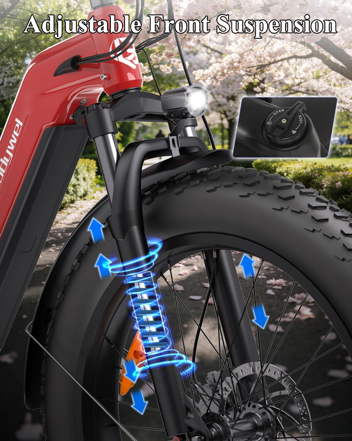D9 vélo électrique adulte, batterie 48V15Ah, pneus fat 26×4.0". 9/14