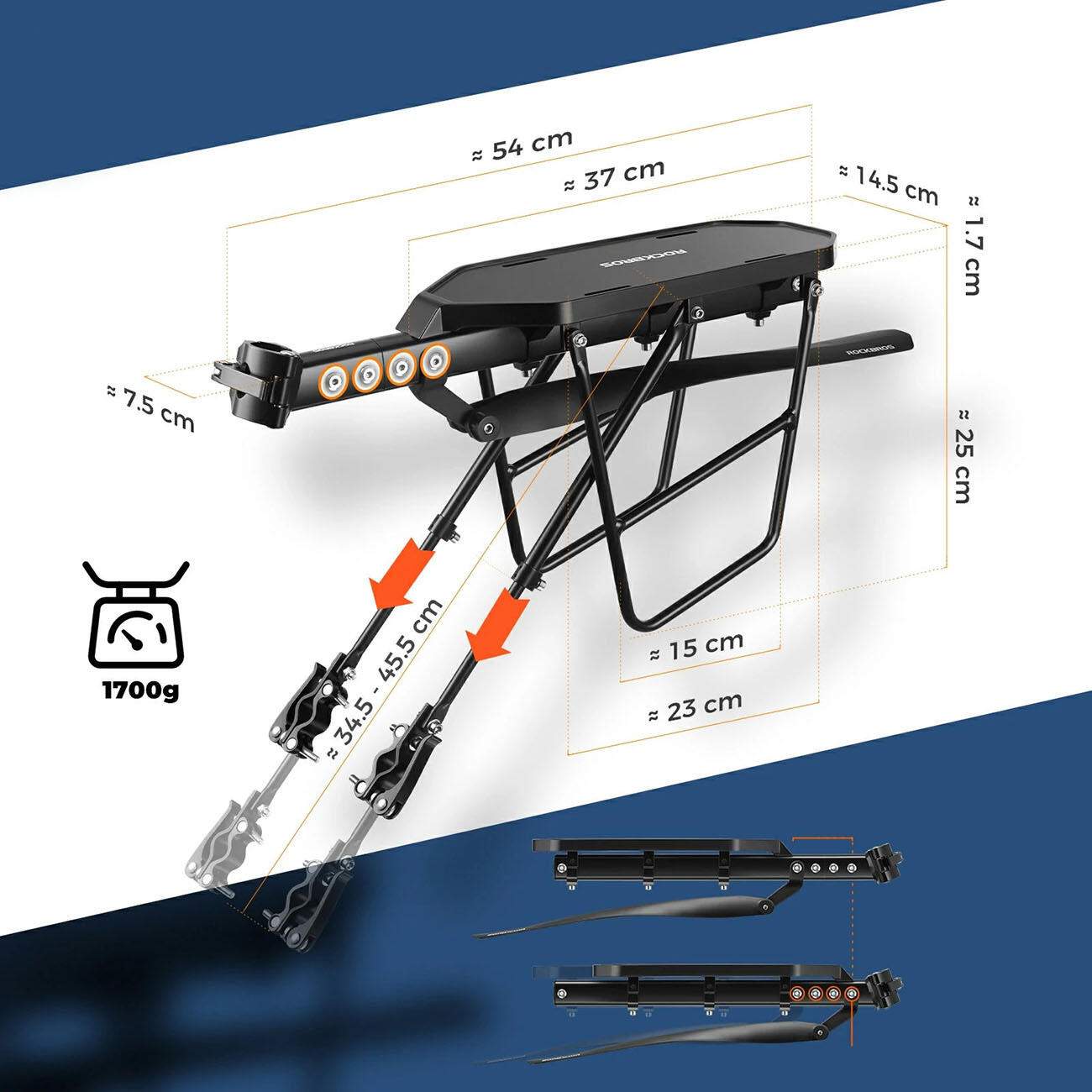 Bagażnik rowerowy tylny aluminiowy czarny do 25kg 5/7