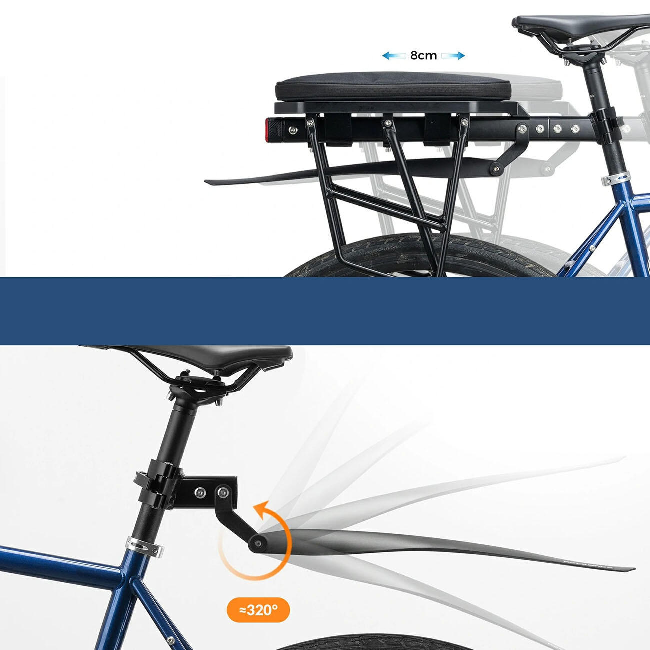 Bagażnik rowerowy tylny aluminiowy czarny do 25kg 3/7