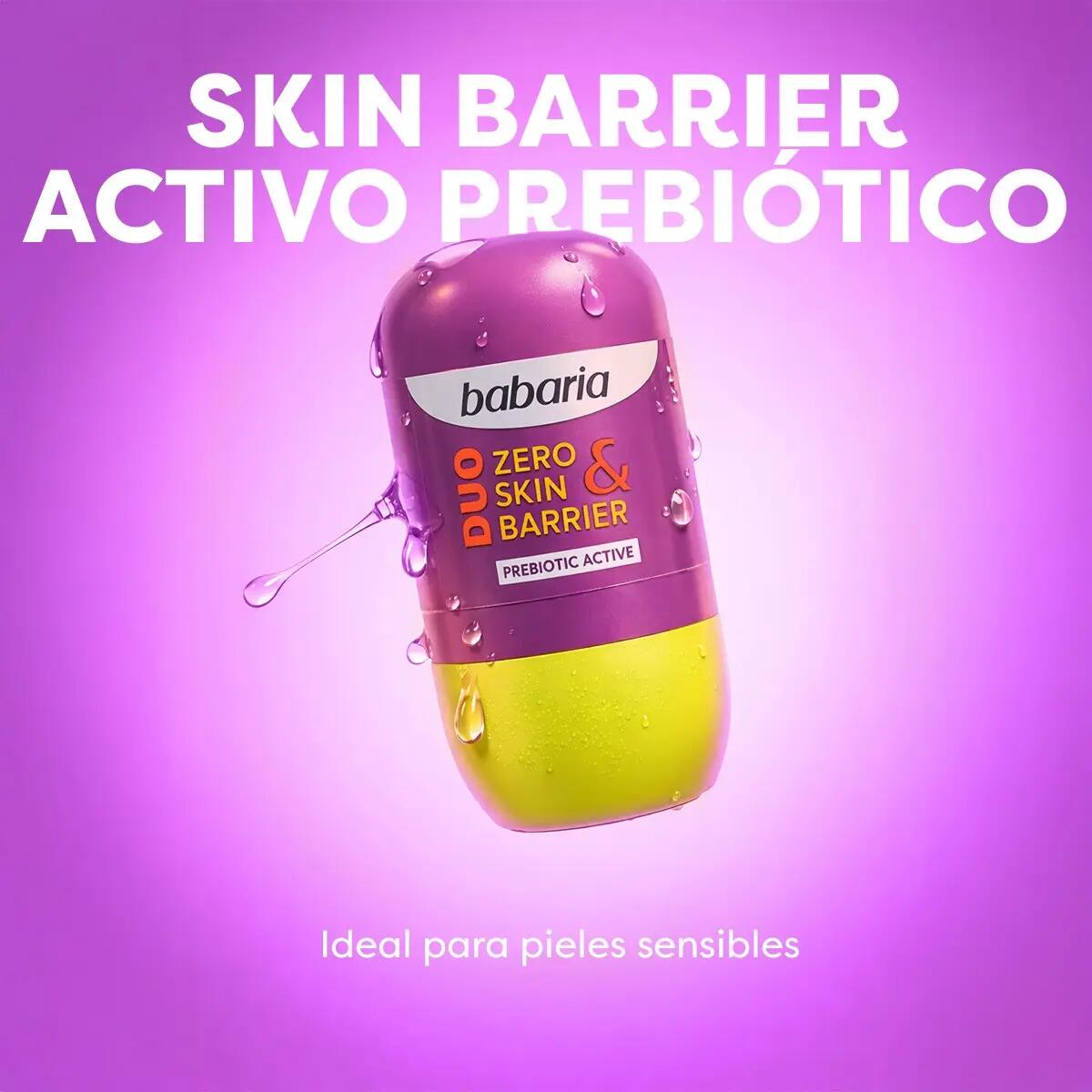 Babaria - Desodorante Mujer y Hombre Roll Duo Zero&Skin Barrier Pack 3UD 5/7