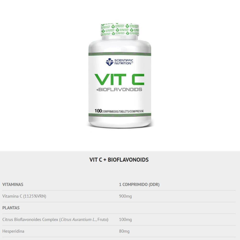 Vitamin C + Bioflavonoides 100 comprimidos Scientiffic Nutrition 2/2