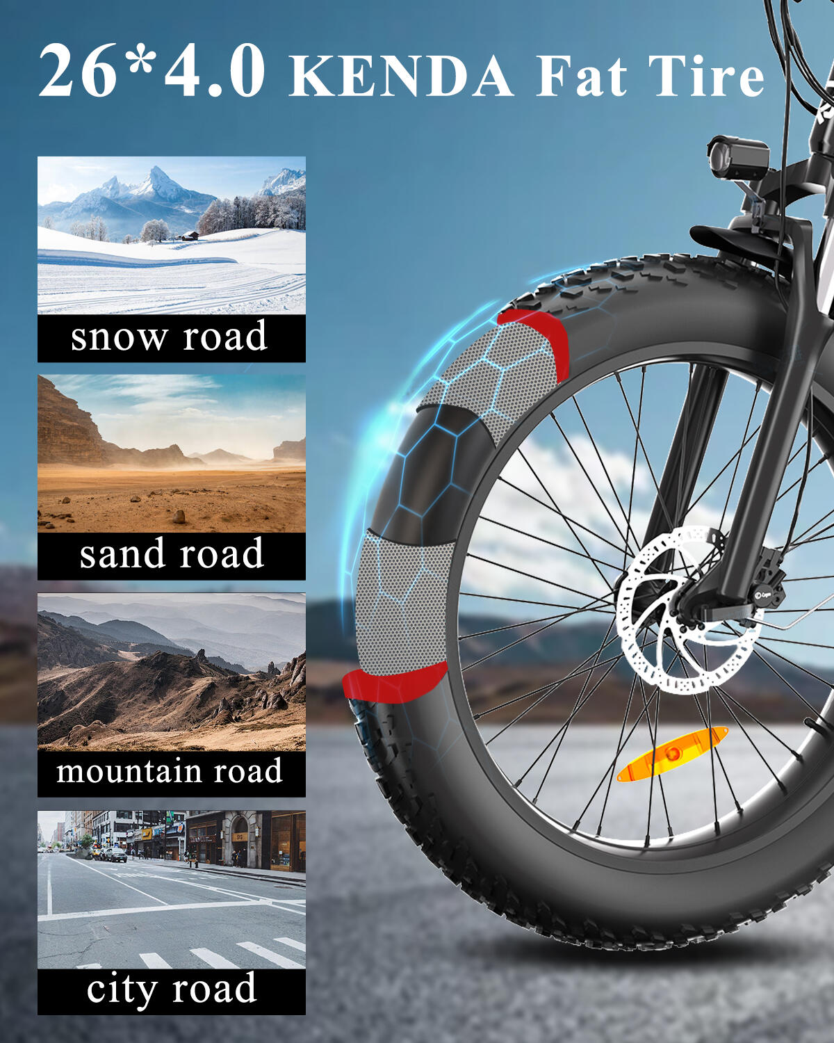 D6 vélo électrique adulte, batterie 48V15Ah, pneus fat 26×4.0". 13/13