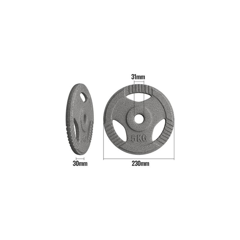 Set discuri fonta cu maner, 4 x 5kg, 30mm, Physionics