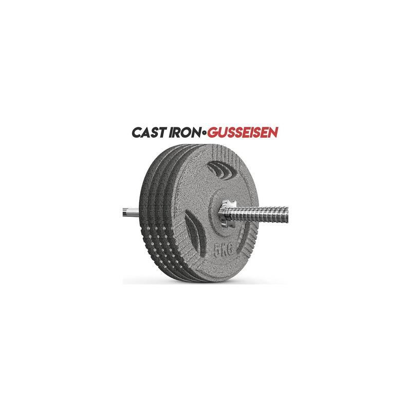 Set discuri fonta cu maner, 4 x 5kg, 30mm, Physionics