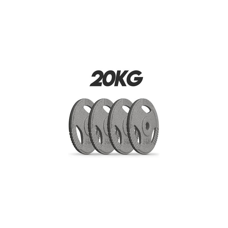Set discuri fonta cu maner, 4 x 5kg, 30mm, Physionics