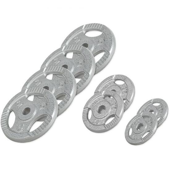 8 POIDS EN FONTE GRIP | DIAMETRE 31 MM | MUSCULATION | 4x5, 2x2,5 et 2x1,25 KG
