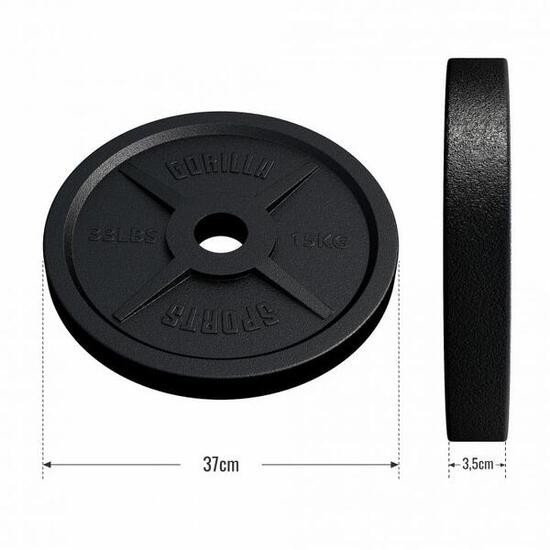 Obciążenie olimpijskie (1,25 - 25 kg) 51 mm talerz żeliwny Gorilla Sports