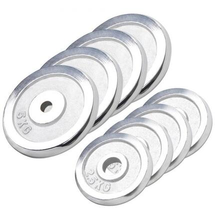 8 DISQUES DE POIDS CHROMÉS | DIAMETRE 31 MM | MUSCULATION | 4x5KG ET 4x2,5KG