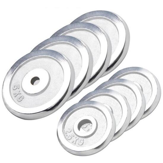 8 DISQUES DE POIDS CHROMÉS | DIAMETRE 31 MM | MUSCULATION | 4x5KG ET 4x2,5KG