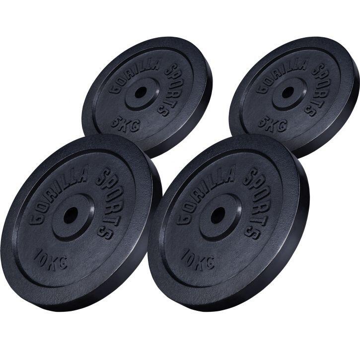 Lot de disques noirs en fonte - 2 x 5 KG et 2 x 10 KG - Ø 31mm 2/7