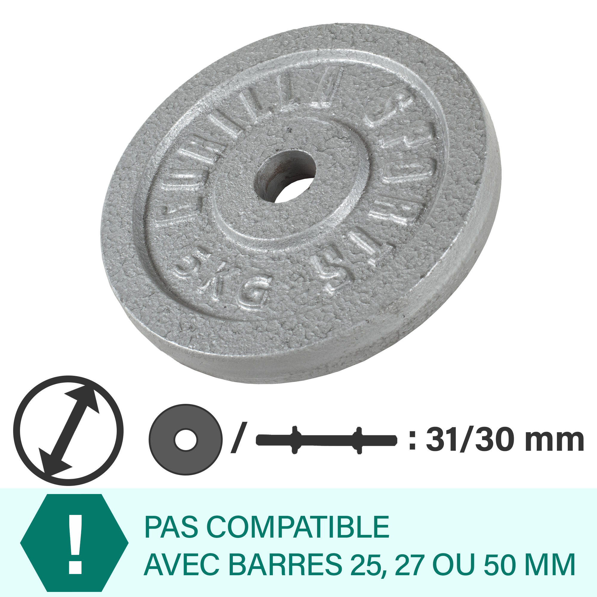 Obciążenie (1,25-30 kg) 31 mm talerz treningowy żeliwo srebrne Gorilla Sports 2/7