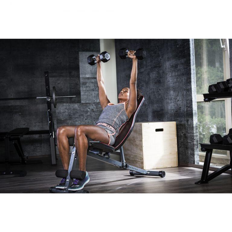 Banco Abdominales Gorilla Sports Negro y Rojo  Capacidad de Carga 220 Kg 2/7