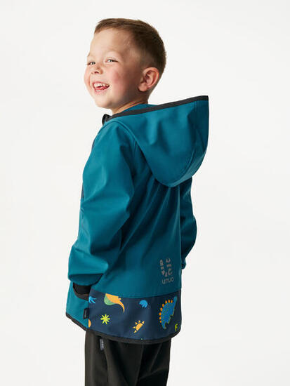 Ungefütterte Softshell-Jacke für Kinder Basic, Kobalt, Dinosaurier