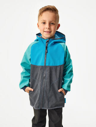 Kurtka softshellowa dziecięca z polarem Basic, Multicolor Turquoise