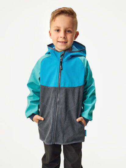 Kurtka softshellowa dziecięca z polarem Basic, Multicolor Turquoise