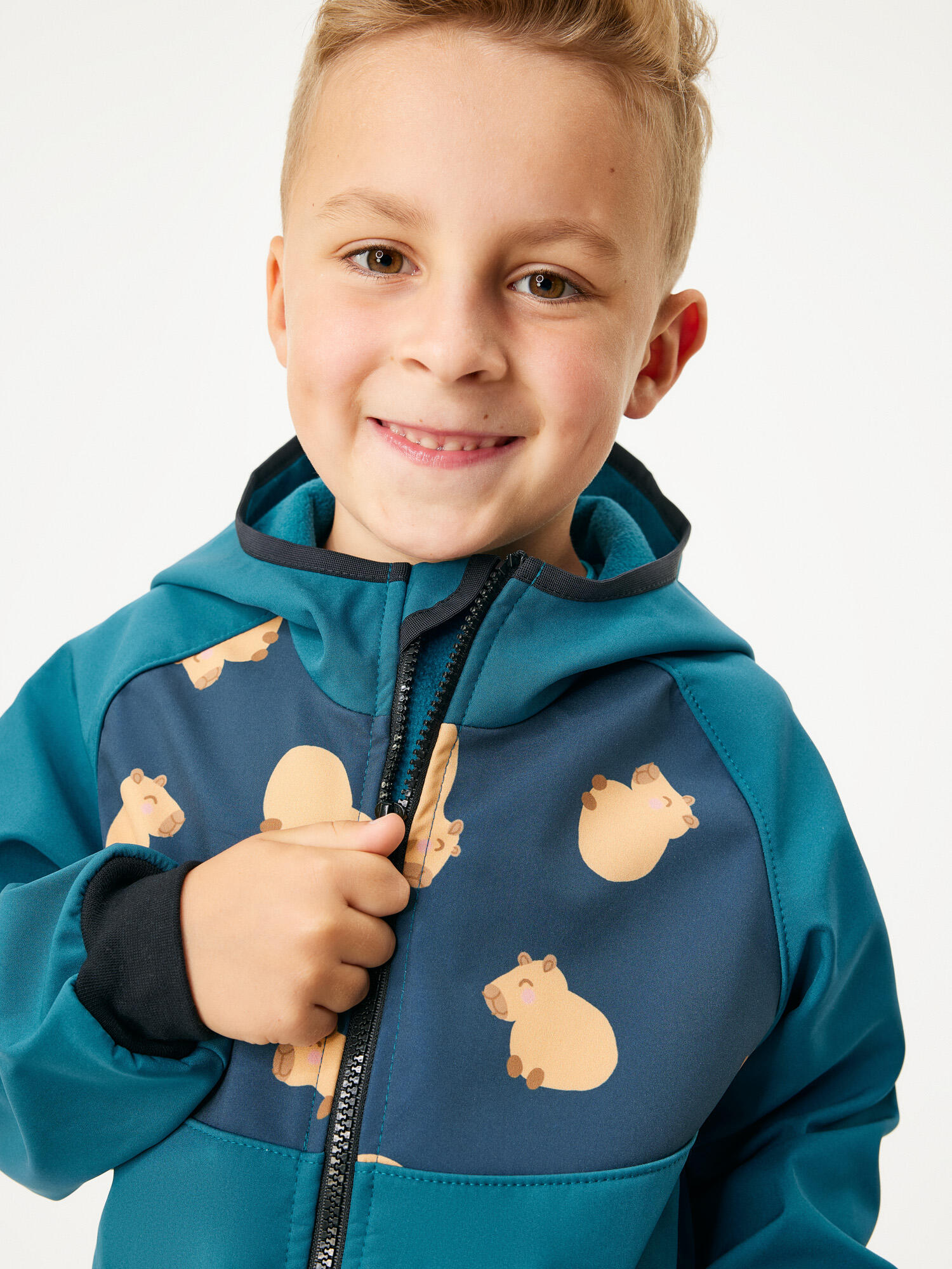 Softshell-Jacke mit Fleece für Kinder Basic, Kobalt, Wasserschweine 5/7