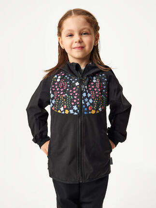 Ungefütterte Softshell-Jacke für Kinder Basic, Schwarz, Garten