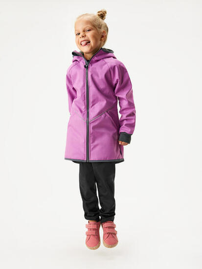Softshell-Jacke mit Teddyfutter für Kinder, Schwarz Gestromt