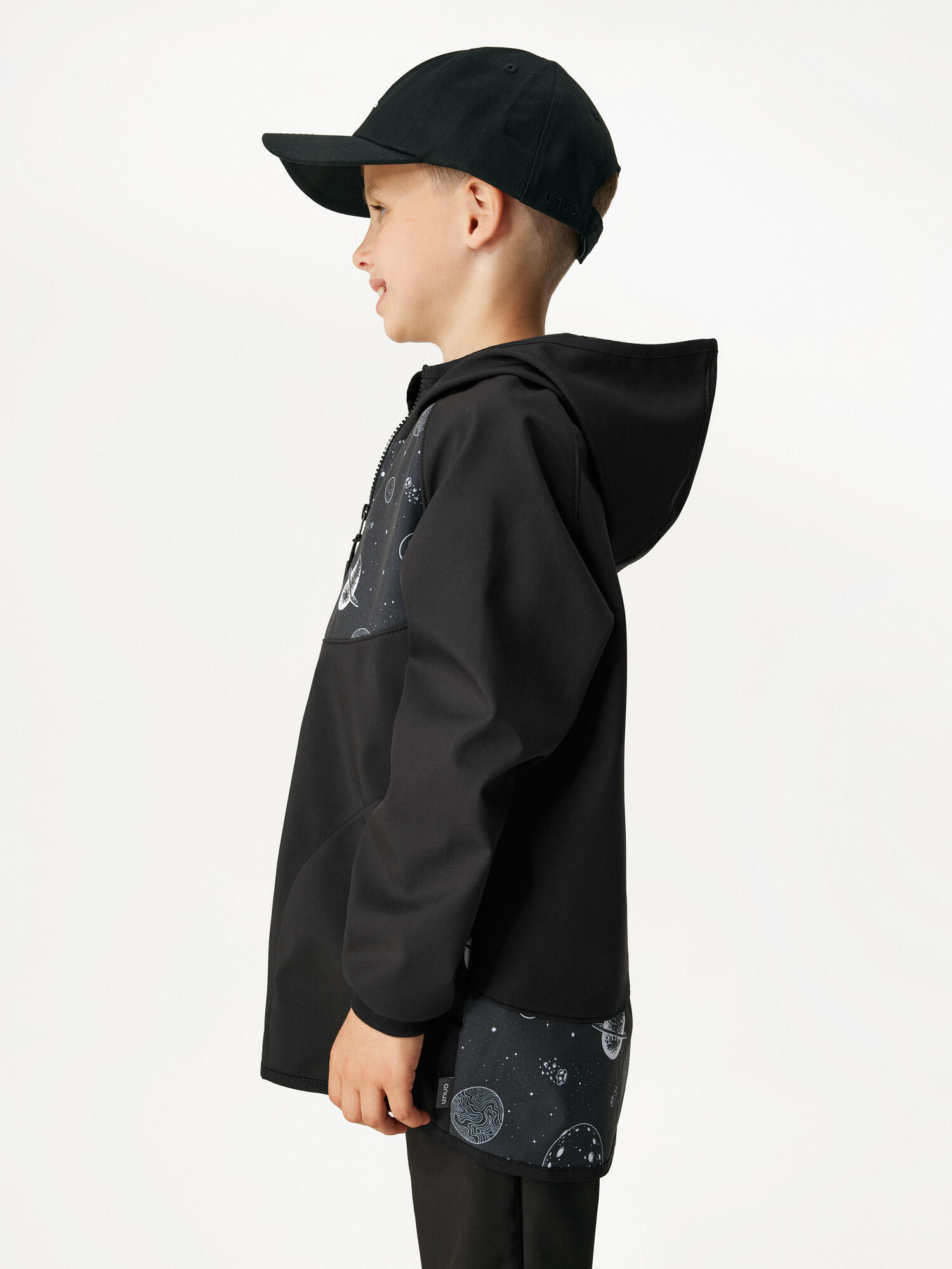 Softshell-Jacke mit Fleece für Kinder Basic, Schwarz, Planeten 4/7
