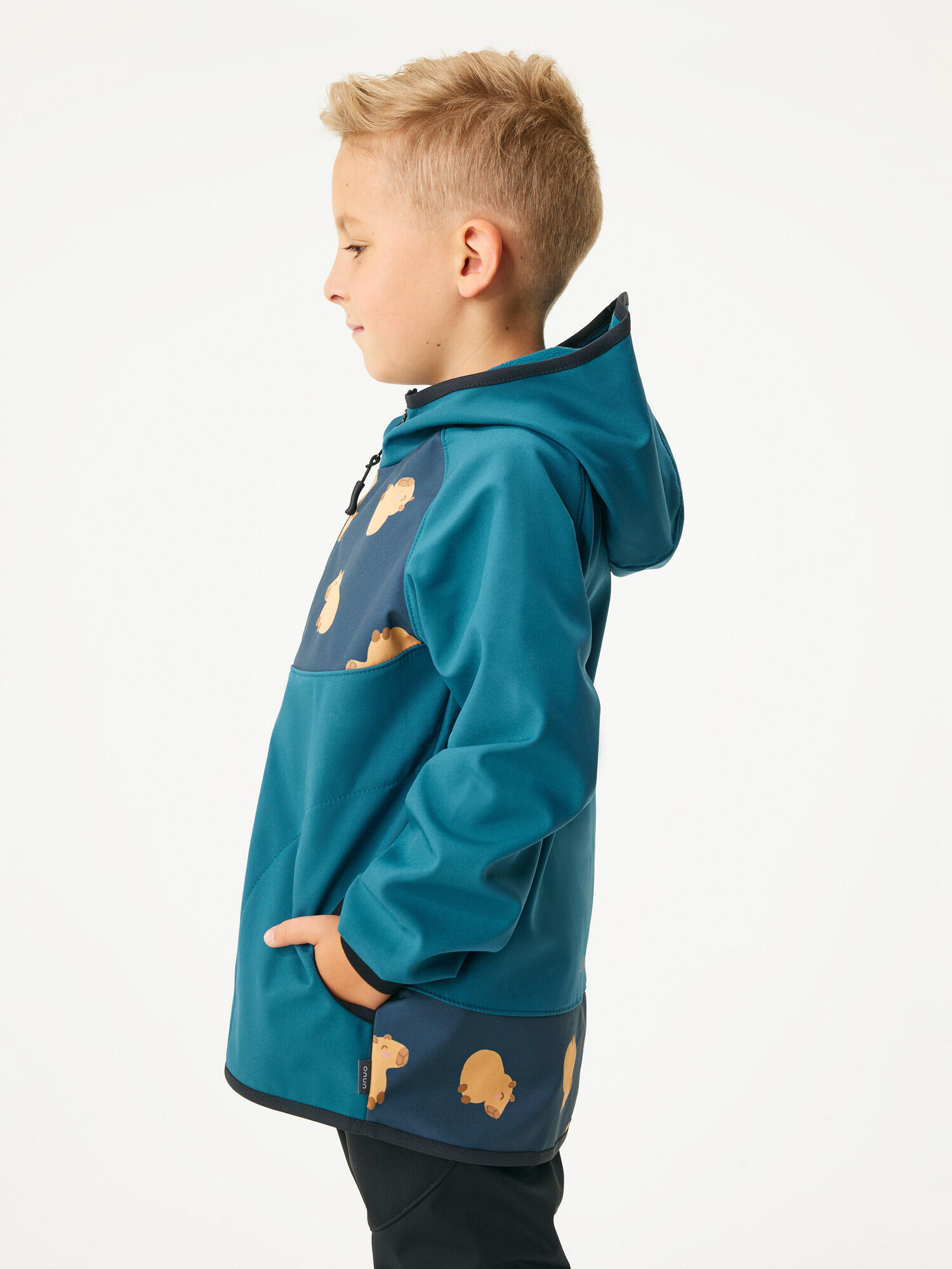 Softshell-Jacke mit Fleece für Kinder Basic, Kobalt, Wasserschweine 2/7