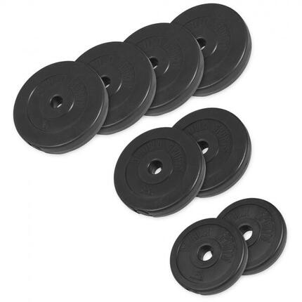 8 POIDS EN PLASTIQUE | DIAMETRE 31 MM | MUSCULATION | 4x5, 2x2,5 et 2x1,25 KG