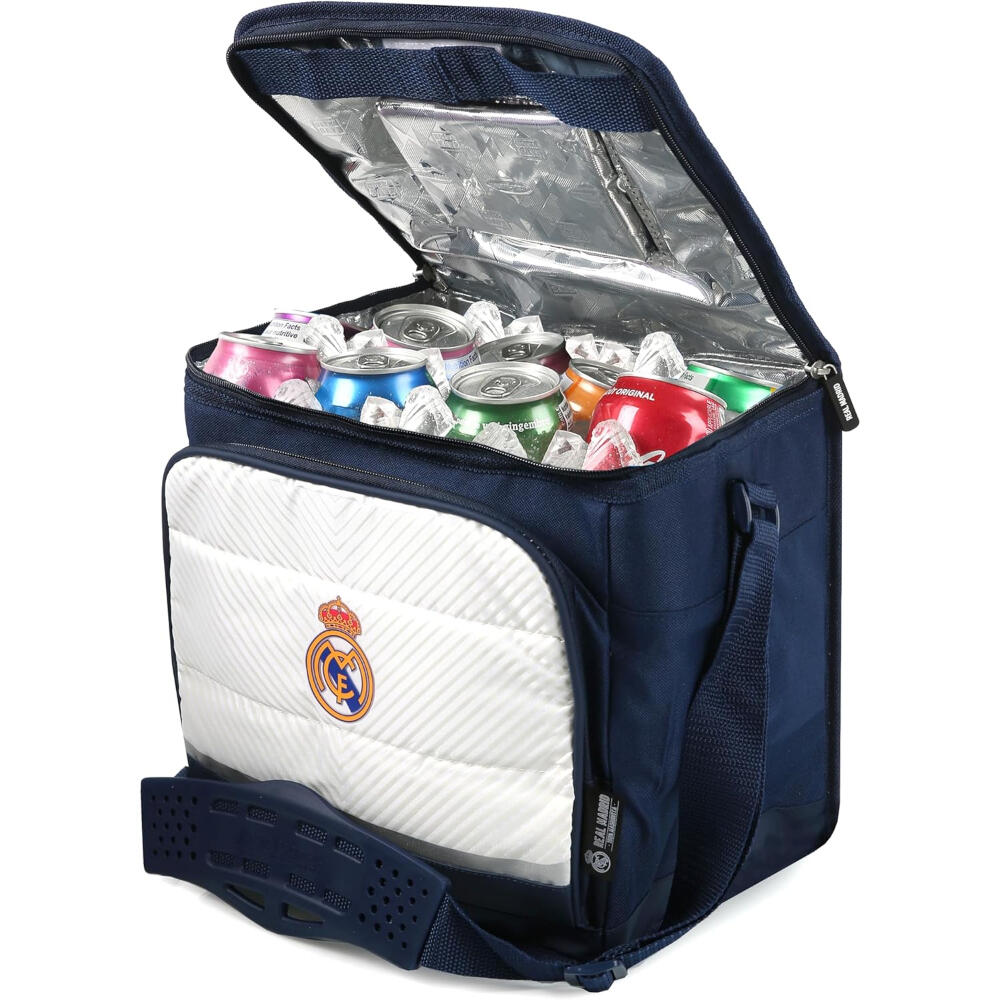 Lancheira dobrável do Real Madrid para adultos, em poliéster, azul e branca. 2/4