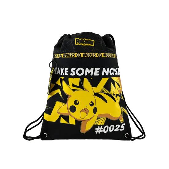 Sac de sport enfant Pikachu Pokémon avec cordons de serrage, noir résistant