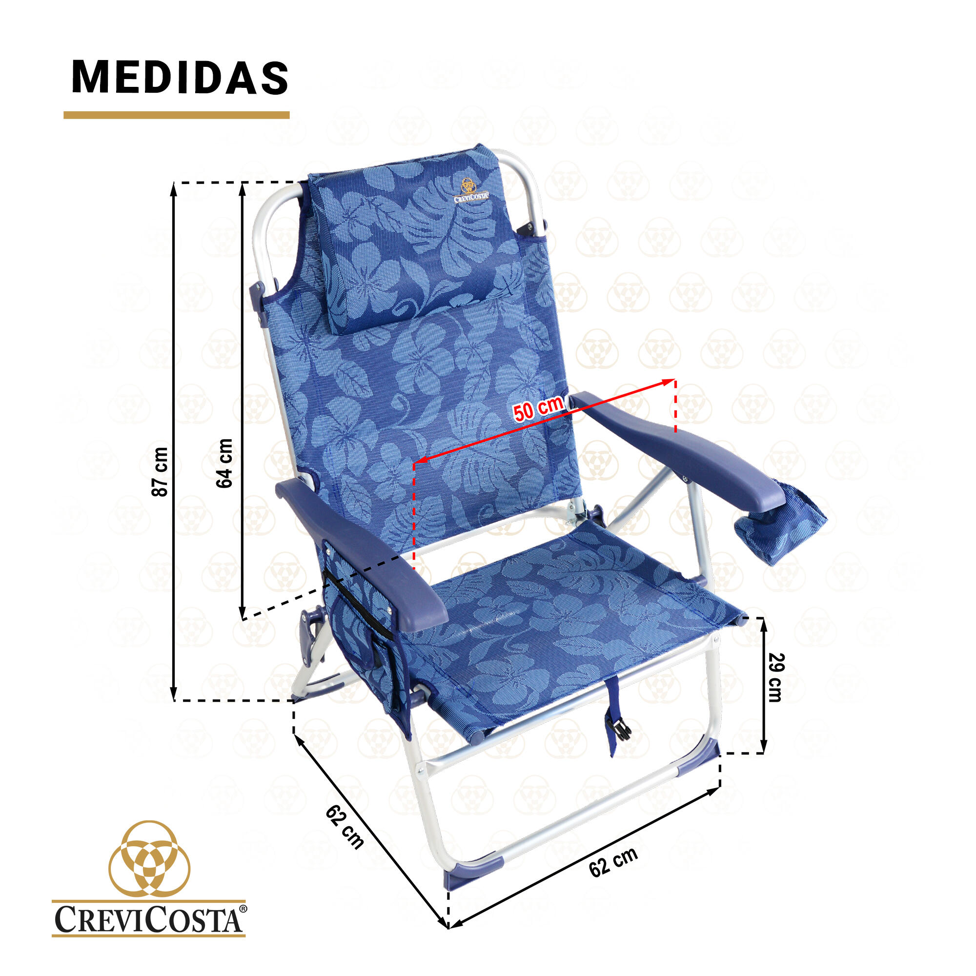 Silla de Playa 62x62x87 cm Nautilus 2108 - CREVICOSTA. Flowers 5/6
