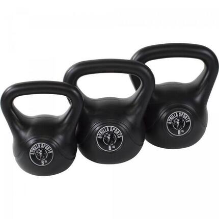 Kettlebell set van 3 - 3, 6 & 8 kg - Kunststof - Zwart