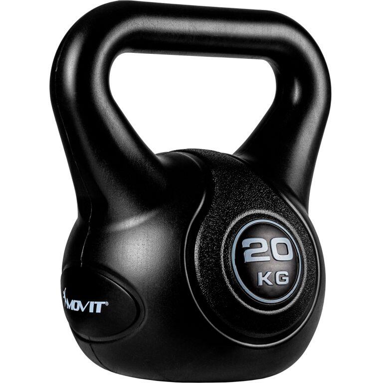 Kettlebell, MOVIT®, 20kg, fonta, negru
