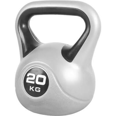 Kettlebell trendy - kunststof - 5 kg - grijs - blauw