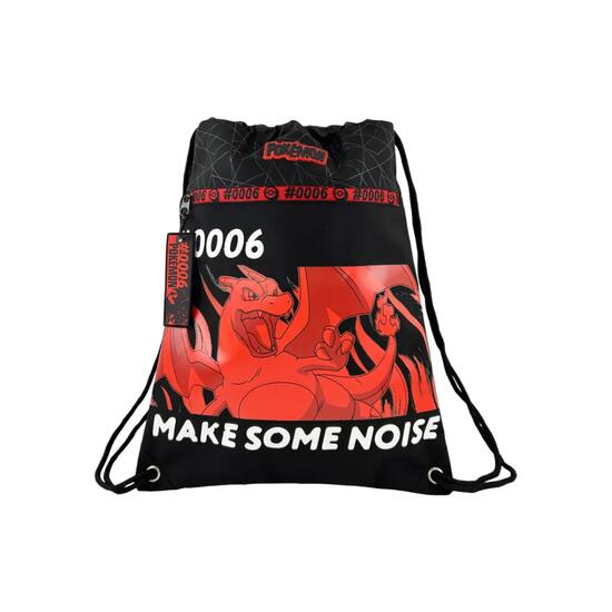 Sac de sport enfant Pokémon Charizard avec poche avant, noir et rouge