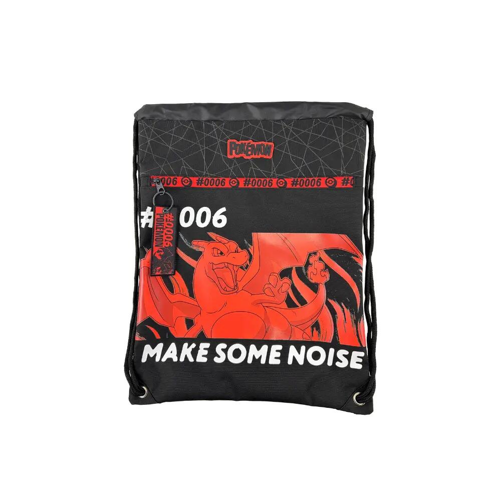 Borsa sportiva per bambini Pokémon Charizard con tasca frontale, nera e rossa 2/5