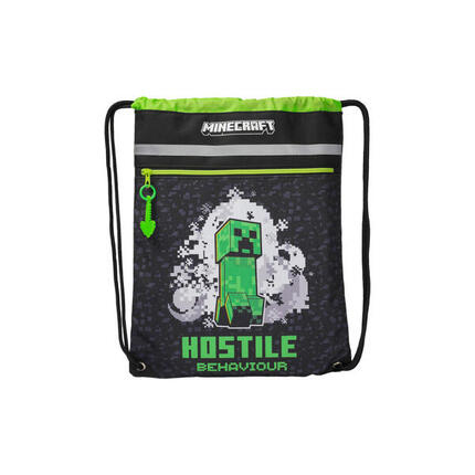 Sac de sport Minecraft pour enfants avec poche avant résistante, noir