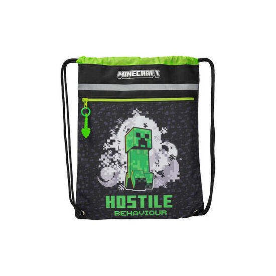 Sac de sport Minecraft pour enfants avec poche avant résistante, noir