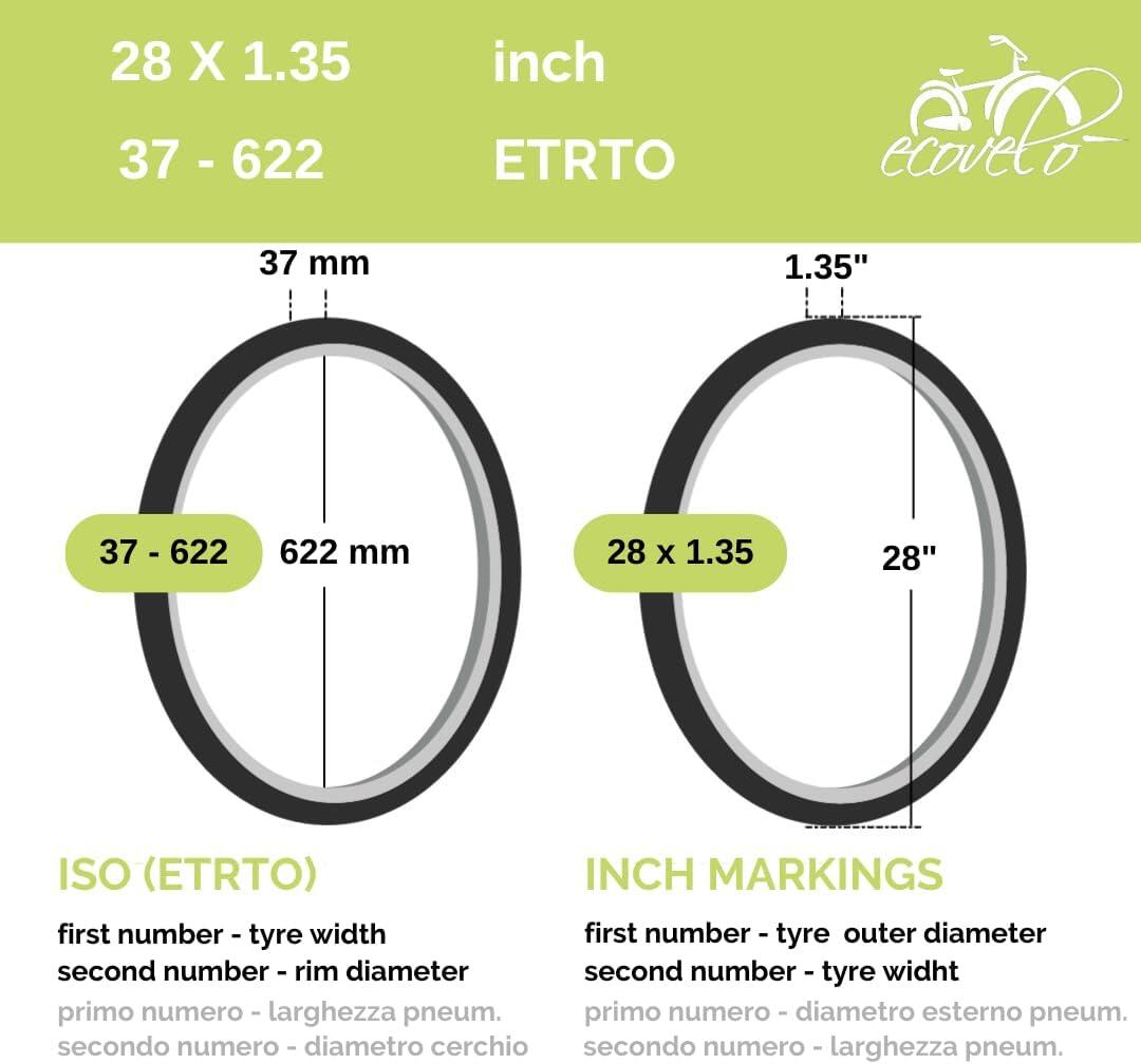 Copertone 700x35C 28x1.35 28x1 5/8x1 3/8 + camera, pneumatico bici 700 x 35C EV 2/6