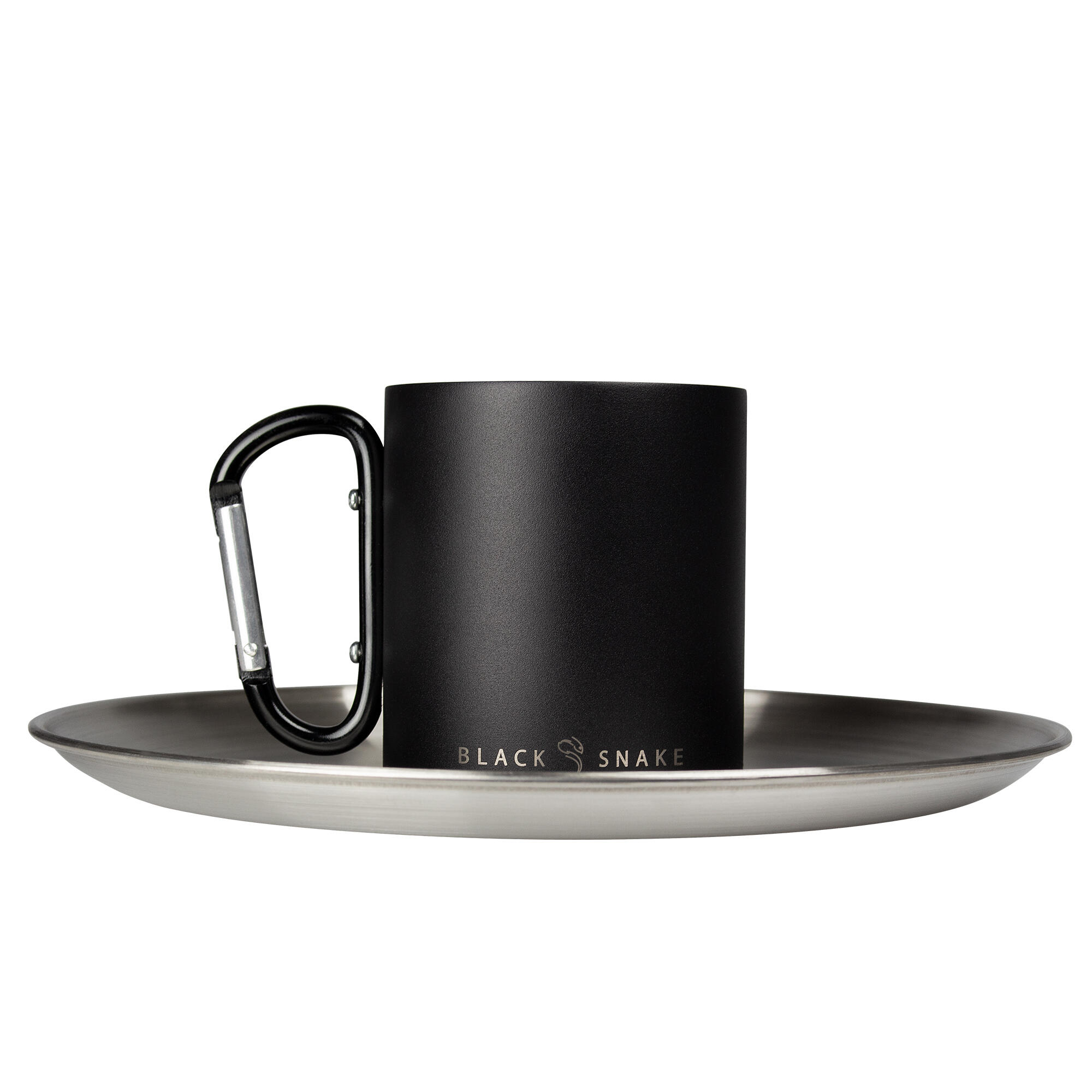 Camping Teller flach und Thermotasse Karabinerhaken Set | Edelstahl 9/9