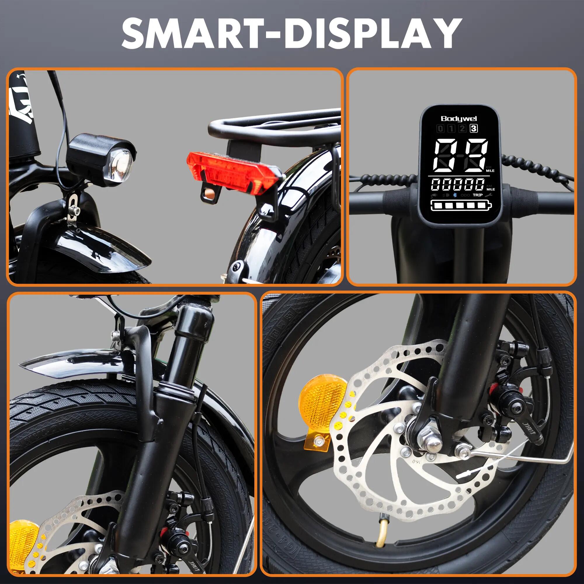 T16PRO bicicleta elétrica adulto (sem bagageiro), bateria 36V10Ah, pneus 14". 6/9