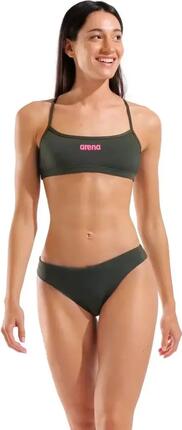 Maillot de Bain Arena Bandeau Solid Vert/Rose Femme